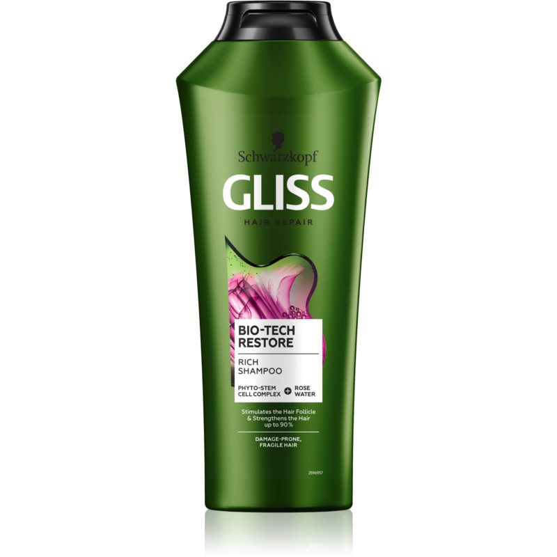 Schwarzkopf Gliss Bio-Tech Restore intensyvaus poveikio šampūnas pažeistiems ir trapiems plaukams 400 ml