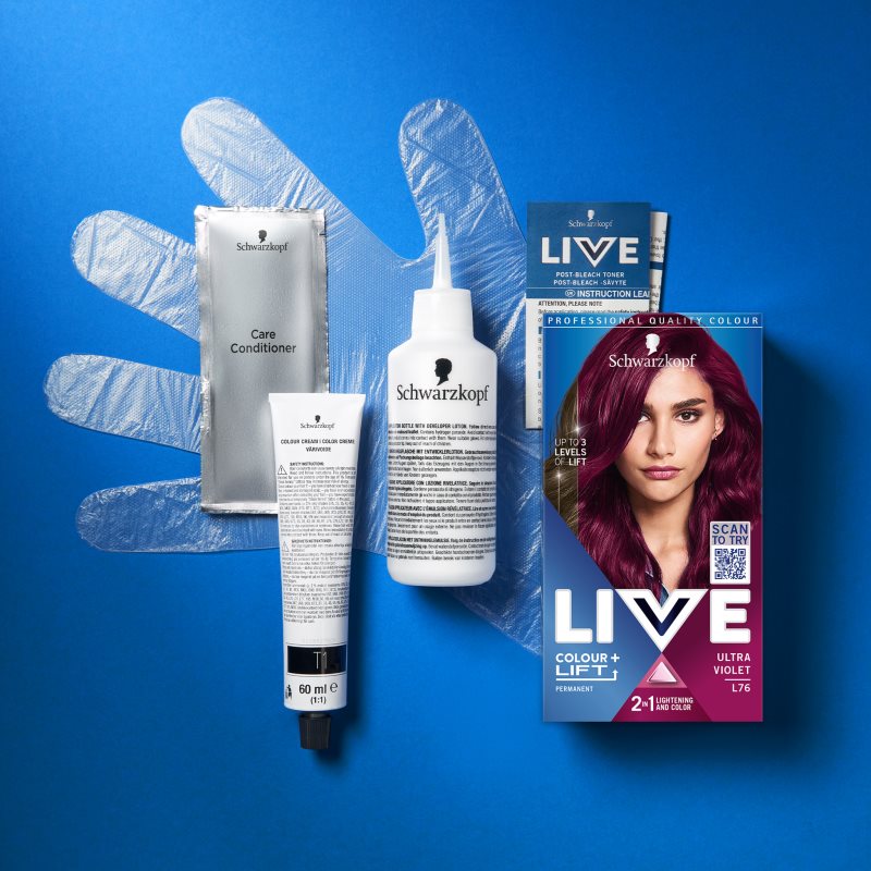 Schwarzkopf LIVE Colour + Lift Permanent Hair Dye Shade L76 Ultra Violet 1 Pc