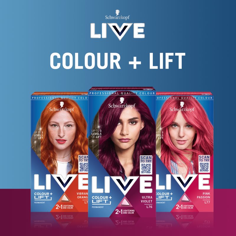 Schwarzkopf LIVE Colour + Lift перманентна фарба для волосся відтінок L76 Ultra Violet 1 кс