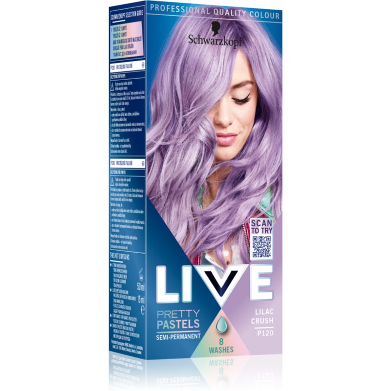 Schwarzkopf LIVE Ultra Brights or Pastel полу-перманента боя за коса цвят 120 Lilac Crush
