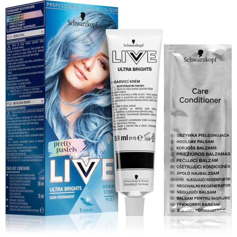 Schwarzkopf LIVE Ultra Brights or Pastel semi-permanentní barva na vlasy odstín 121 Denim Steel