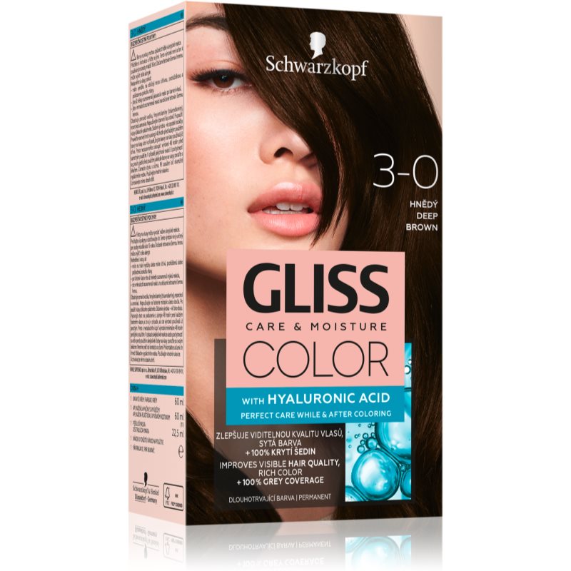 Schwarzkopf Gliss Color Permanent Hair Dye Shade 3-0 Deep Brown