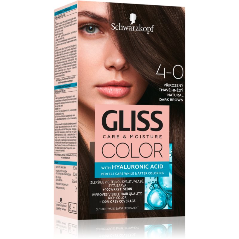 Schwarzkopf Gliss Color Permanent Hair Dye Shade 4-0 Natural Dark Brown