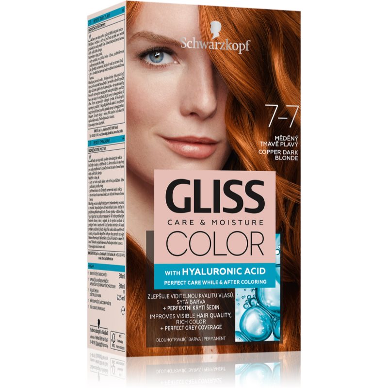 Schwarzkopf Gliss Color Permanent Hair Dye Shade 7-7 Copper Dark Blonde
