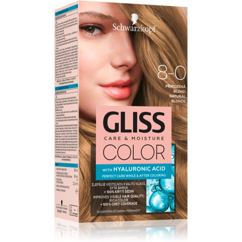 Schwarzkopf Gliss Color tartós hajfesték árnyalat 8-0 Natural Blonde