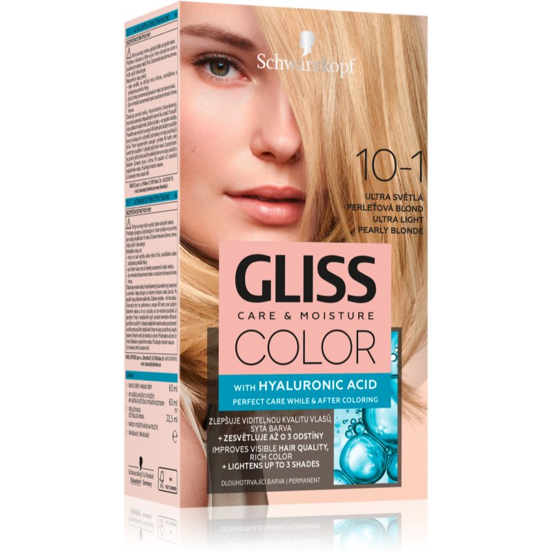 E-shop Schwarzkopf Gliss Color permanentní barva na vlasy odstín 10-1 Ultra Light Pearly Blonde