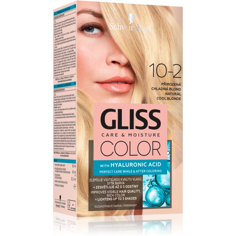 Schwarzkopf Gliss Color Permanent Hair Dye Shade 10-2 Natural Cool Blonde