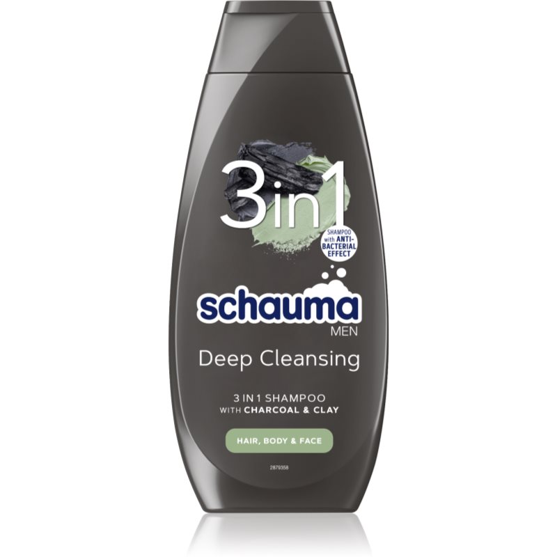 Schwarzkopf Schauma MEN Shampoo With Activated Charcoal For Face, Body And Hair 400 Ml