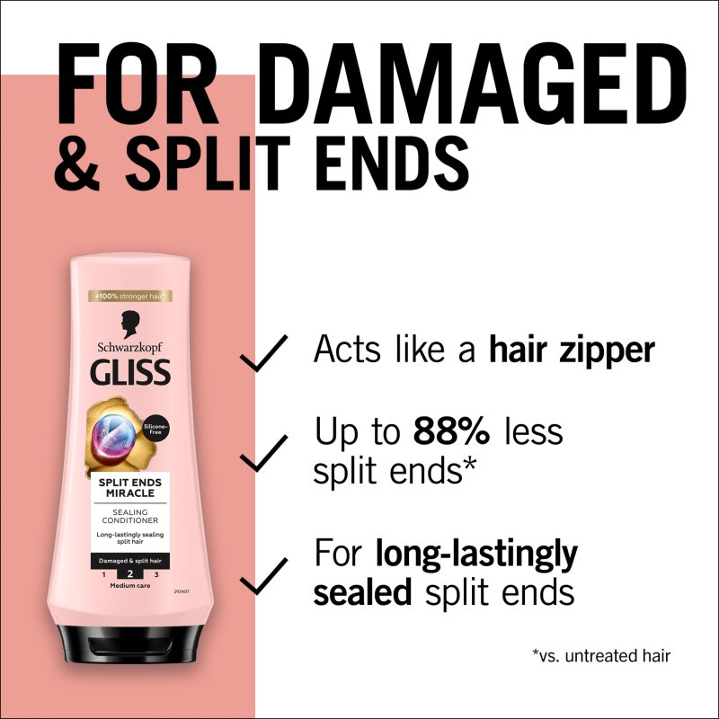 Schwarzkopf Gliss Split Ends Miracle Regenerating Conditioner For Split Hair Ends 200 Ml