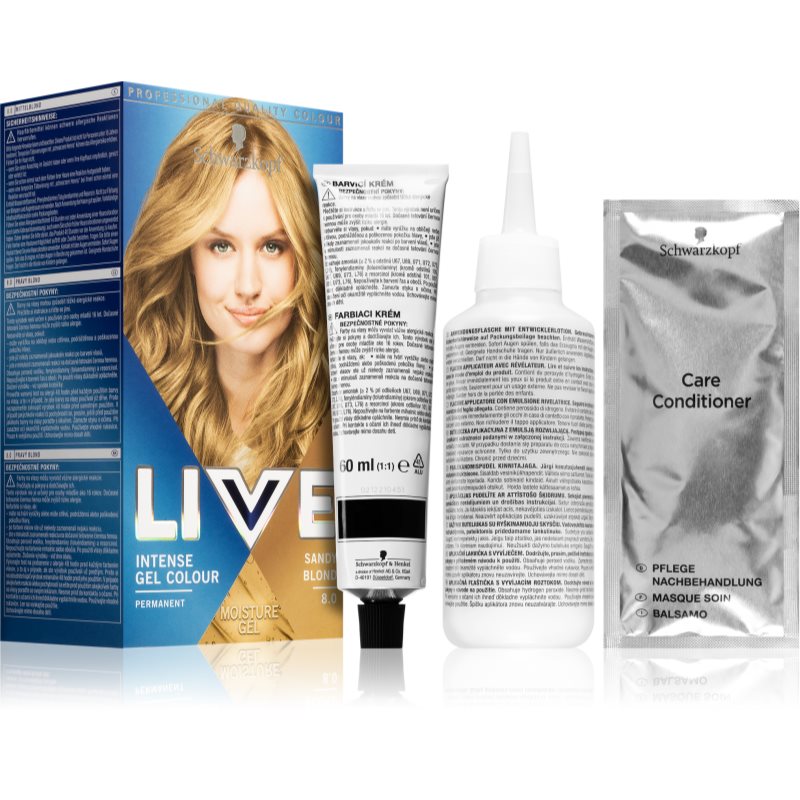 

Schwarzkopf LIVE Intense Colour перманентна фарба для волосся відтінок 8.0 Sandy Blonde