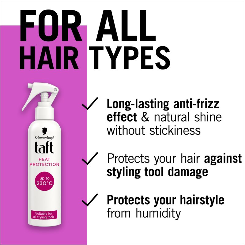 Schwarzkopf Taft Heat Protection Protective Spray For Hair Stressed By Heat 250 Ml