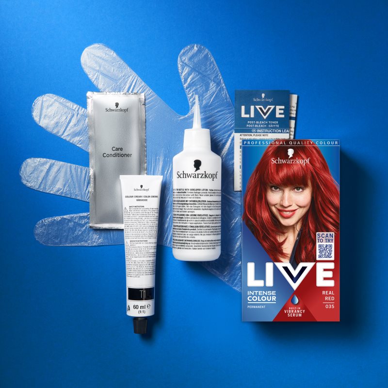 Schwarzkopf LIVE Intense Colour Coloration Cheveux Permanente Teinte 035 Real Red 1 Pcs