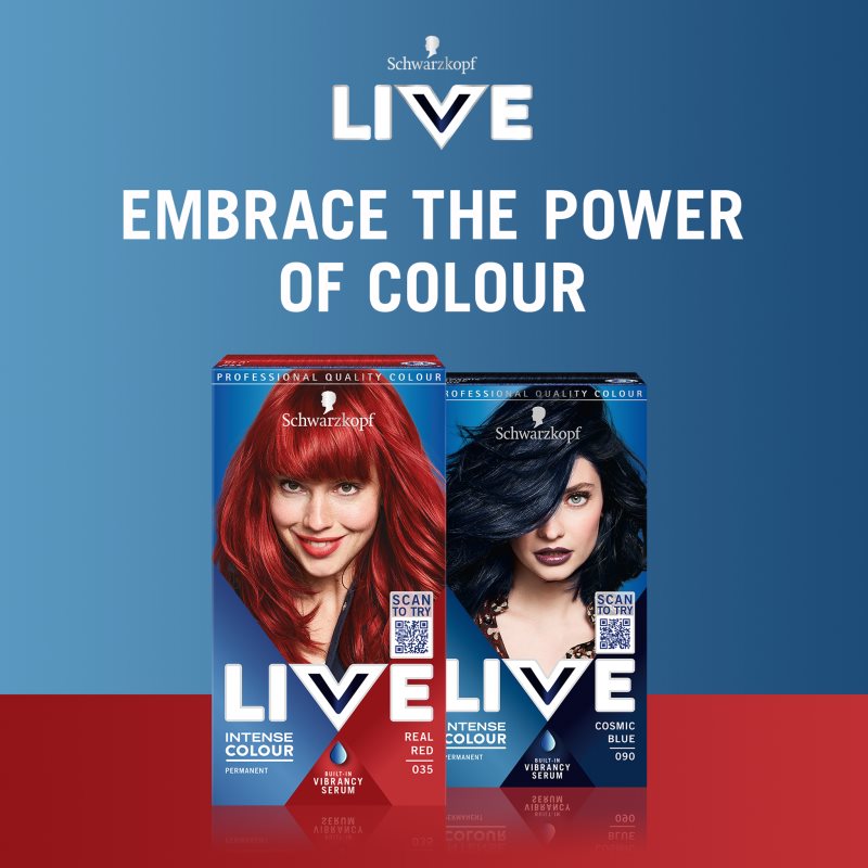 Schwarzkopf LIVE Intense Colour Coloration Cheveux Permanente Teinte 035 Real Red 1 Pcs