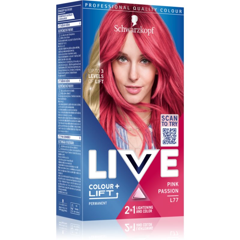 Schwarzkopf LIVE Colour + Lift Permanent hårfärgningsmedel Skugga L77 Pink Passion 1 st. female