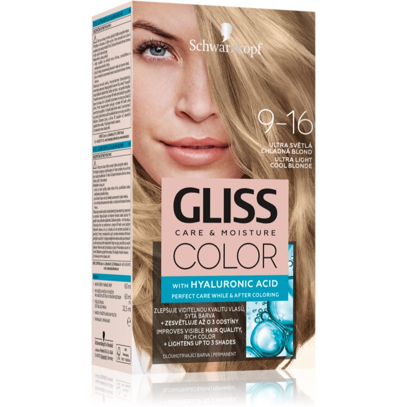 E-shop Schwarzkopf Gliss Color permanentní barva na vlasy odstín 9-16 Ultra Light Cool Blonde