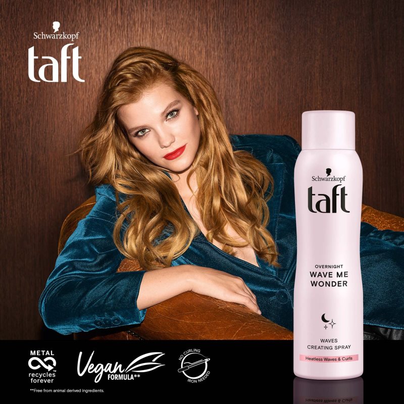 Schwarzkopf Taft Wonders Spray Définition Des Boucles Pour La Nuit Overnight Waves 150 Ml