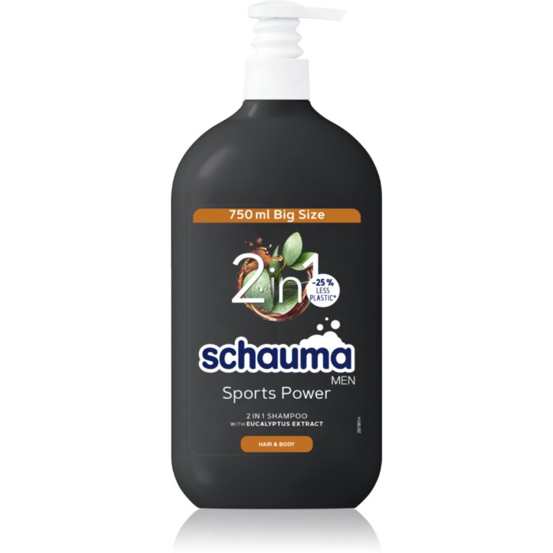 Schwarzkopf Schauma MEN gel za prhanje in šampon 2v1 za moške Sports Power 750 ml