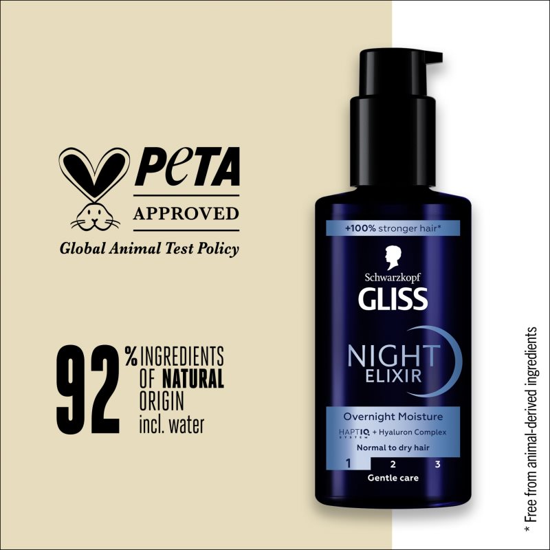 Schwarzkopf Gliss Night Elixir bezoplachový elixír pro suché vlasy 100 ml