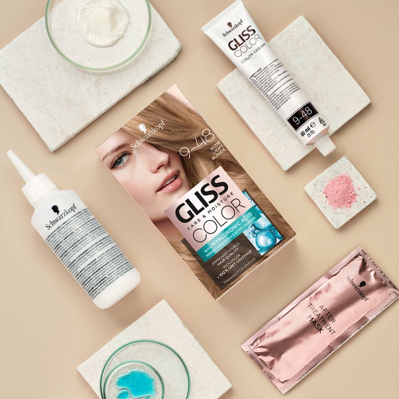 Schwarzkopf Gliss Color Coloration Cheveux Permanente Teinte 9-48 Nude Light Blonde 1 Pcs