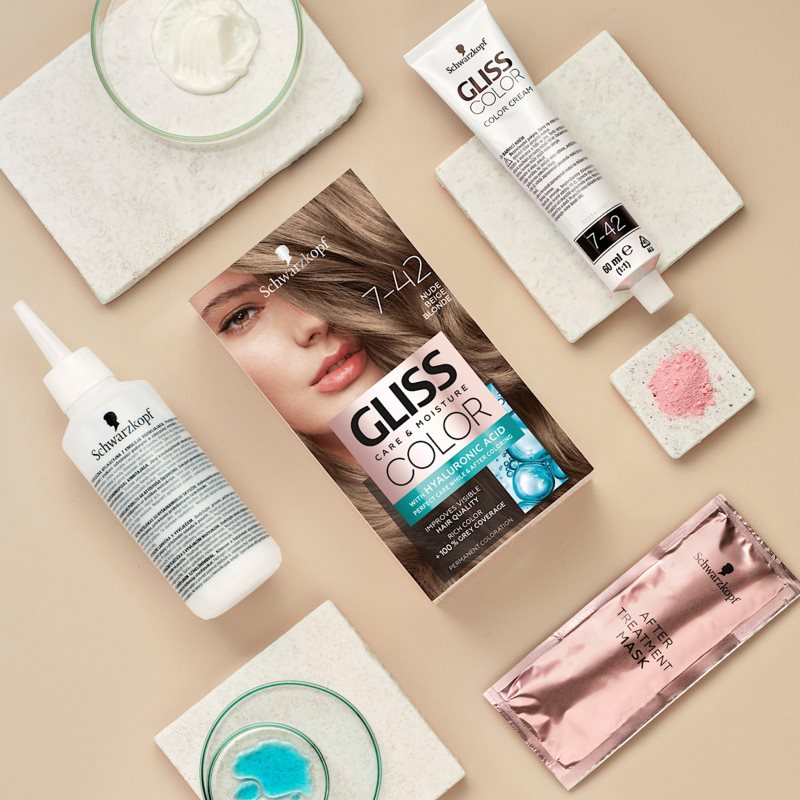 Schwarzkopf Gliss Color Permanent Hair Dye Shade 7-42 Nude Beige Blonde 1 Pc
