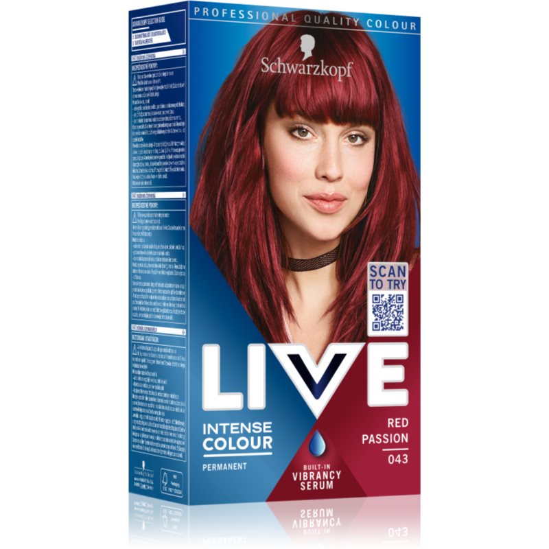Schwarzkopf LIVE Intense Colour Permanent hårfärgningsmedel Skugga 043 Red Passion 1 st. female