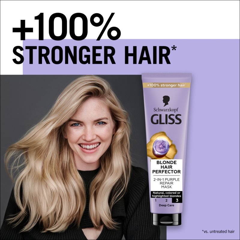 Schwarzkopf Gliss Blonde Hair Perfector Masque Cheveux Régénérant Pour Les Cheveux Avec Décoloration Ou Balayage 150 Ml