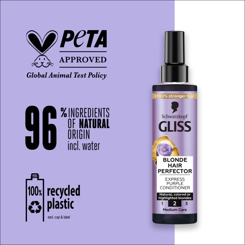 Schwarzkopf Gliss Blonde Hair Perfector Après-shampoing Sans Rinçage Anti-jaunissement 200 Ml