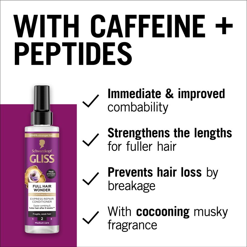 Schwarzkopf Gliss Full Hair Wonder regeneračný bezoplachový kondicionér pre oslabené vlasy 200 ml
