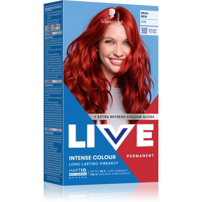 Schwarzkopf LIVE Intense Colour permanentní barva na vlasy odstín 035 Real Red 1 ks