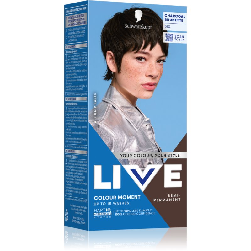 Schwarzkopf LIVE Colour Moment semipermanente Haarfarbe Farbton 010 Charcoal Brunette 50 ml