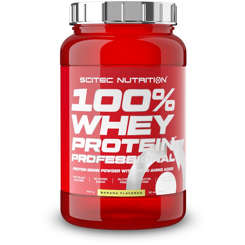 Scitec Nutrition 100% Whey Protein Professional syrovátkový protein s trávícími enzymy příchuť Banana 920 g