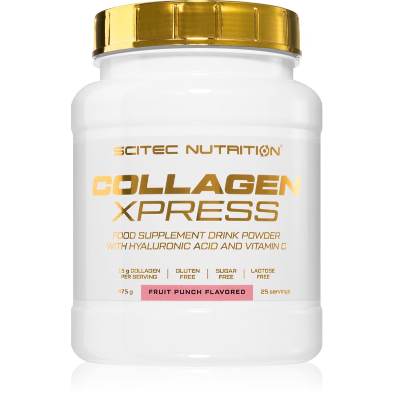 Scitec Nutrition Collagen Xpress prášek pro správné fungování organismu a normální stav vlasů a nehtů příchuť Fruit Punch 475 g