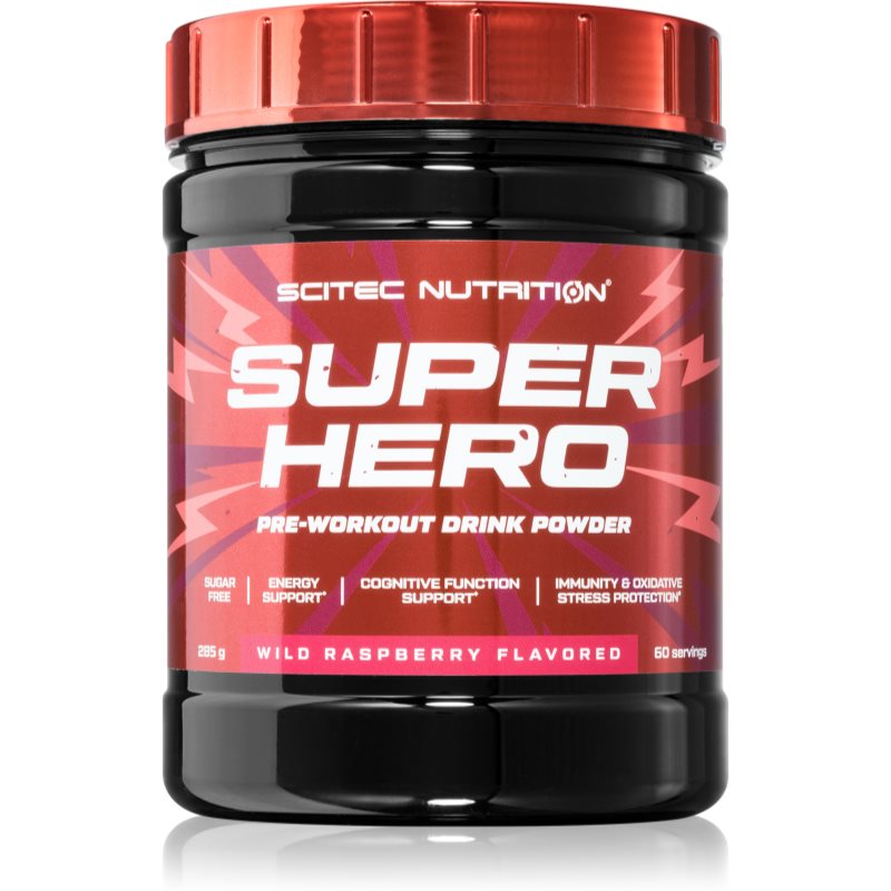 Scitec Nutrition Superhero podpora sportovního výkonu s kofeinem příchuť Wild Raspberry 285 g