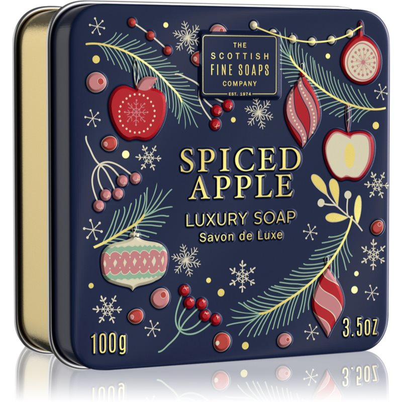 Scottish Fine Soaps Spiced Apple Luxury Soap prabangus kietasis muilas skardinėje 100 g