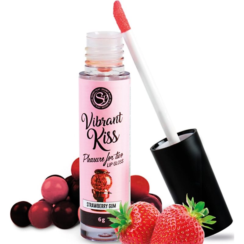 Secret Play Vibrant Kiss Strawberry Gum Lip Gloss With A Vibrating Effect 7 Ml