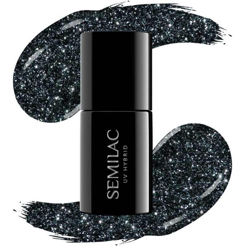 Semilac UV Hybrid Black & White гелевий лак для нігтів відтінок 096 Starlight Night 7 мл