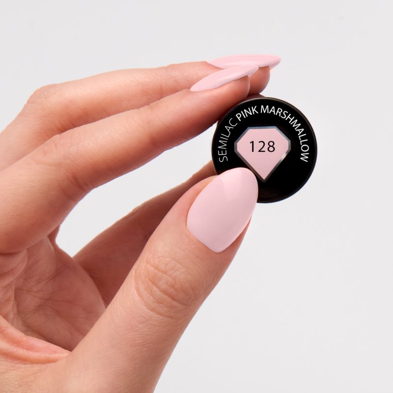 Semilac UV Hybrid Unique esmalte de uñas en gel tono 128 Pink Marshmallow 7 ml