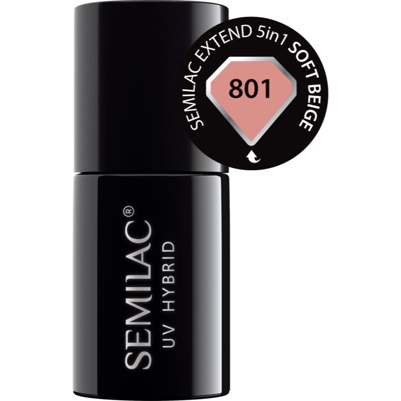 Semilac UV Hybrid Extend 5in1 гелевий лак для нігтів відтінок 801 Soft Beige 7 мл
