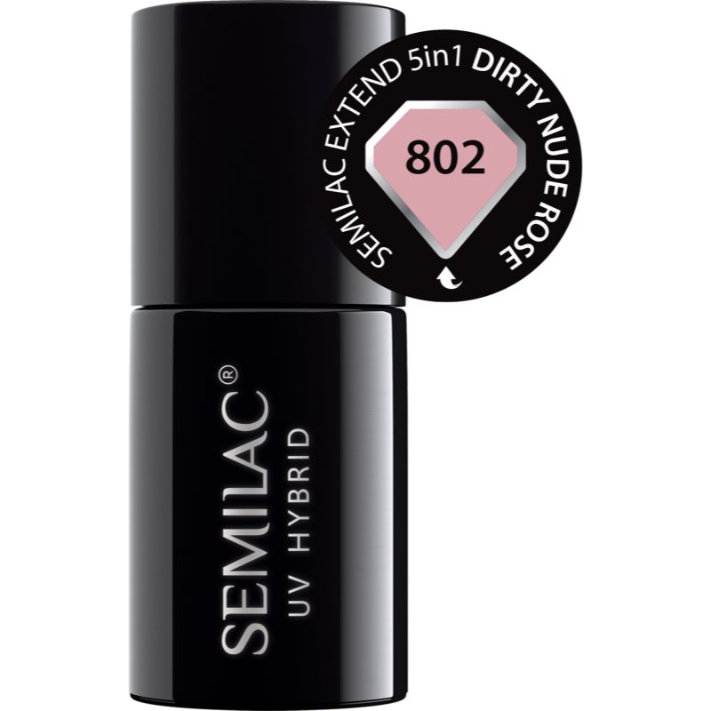 Semilac UV Hybrid Extend 5in1 гелевий лак для нігтів відтінок 802 Dirty Nude Rose 7 мл