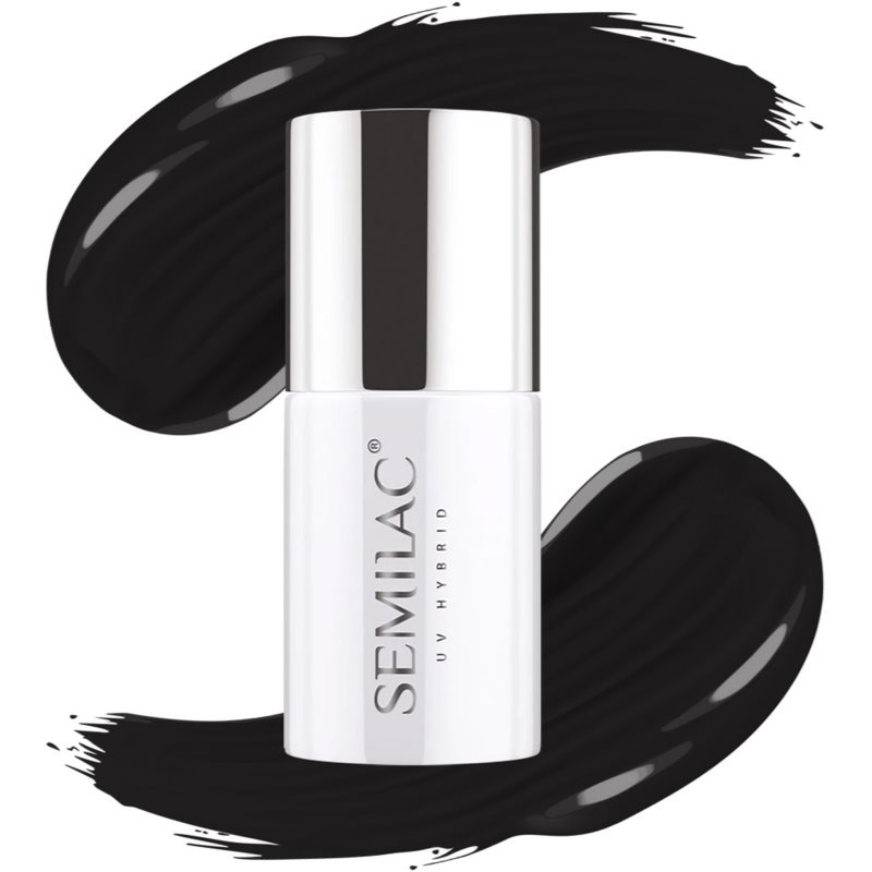 Semilac UV Hybrid Super Cover високоякісний лак для нігтів відтінок 300 Perfect Black 7 мл