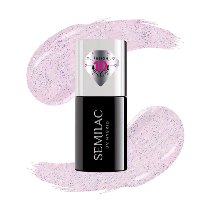 Semilac UV Hybrid Extend Care 5in1 гелевий лак для нігтів з поживним ефектом відтінок 806 Glitter Delicate Pink 7 мл