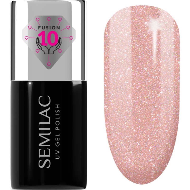 Semilac UV Hybrid Extend Care 5in1 gelový lak na nehty s vyživujícím účinkem odstín 804 Glitter Soft Beige 7 ml