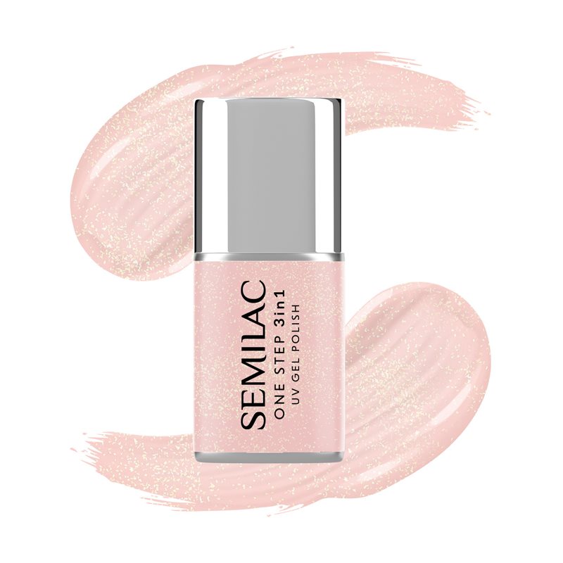 Semilac One Step Hybrid 3in1 Gel-Nagellack Farbton S258 Naked Glitter Peach 7 ml