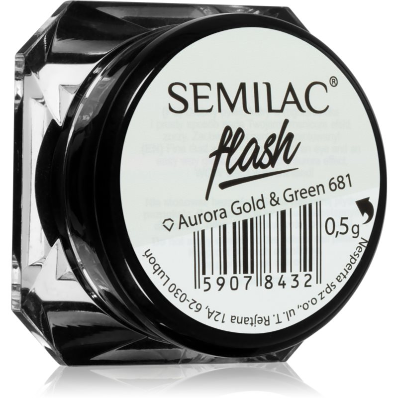 Semilac Flash порошок з блистками для нігтів відтінок Aurora Gold & Green 681 0,2 гр