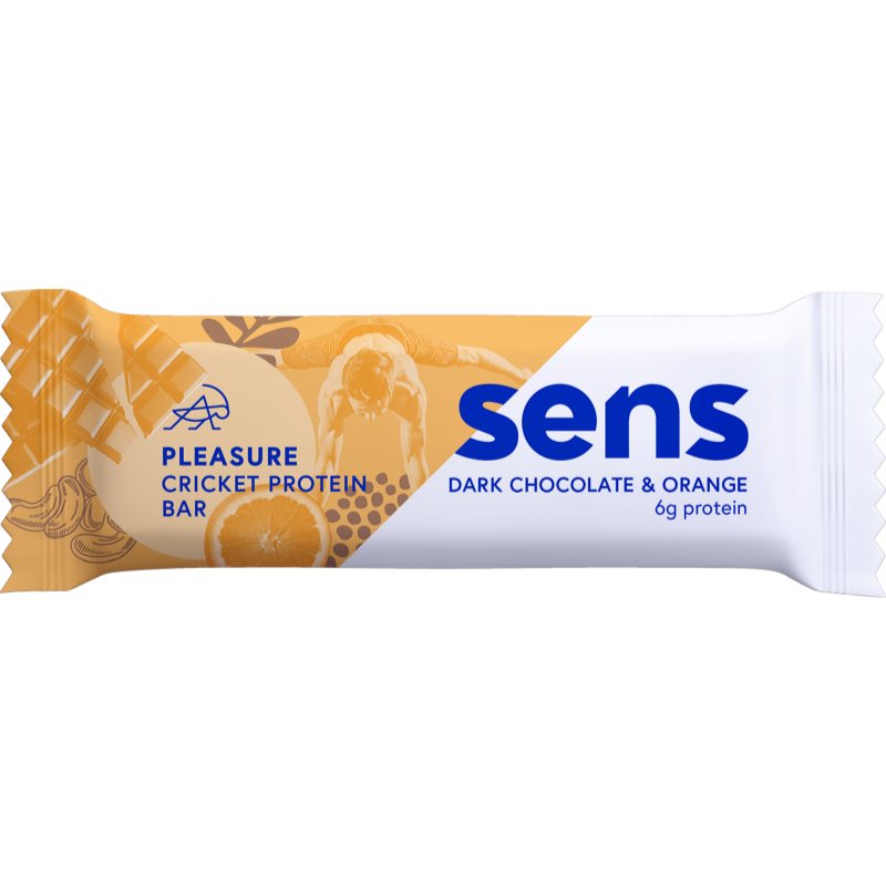 SENS Pleasure proteínová tyčinka s cvrčkovým proteínom proteínová tyčinka príchuť Dark Chocolate & Orange 40 g