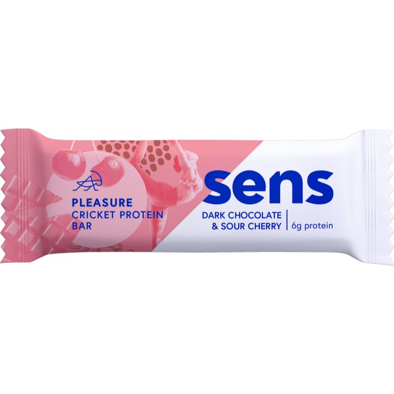 SENS Pleasure proteínová tyčinka s cvrčkovým proteínom proteínová tyčinka príchuť Dark Chocolate & Sour Cherry 40 g