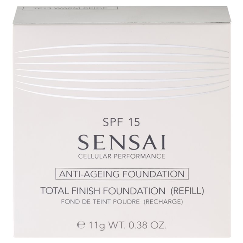 Sensai Cellular Performance Total Finish Foundation компактна пудра з ефектом антистаріння змінне наповнення відтінок TF13 Warm Beige SPF 15 11 гр