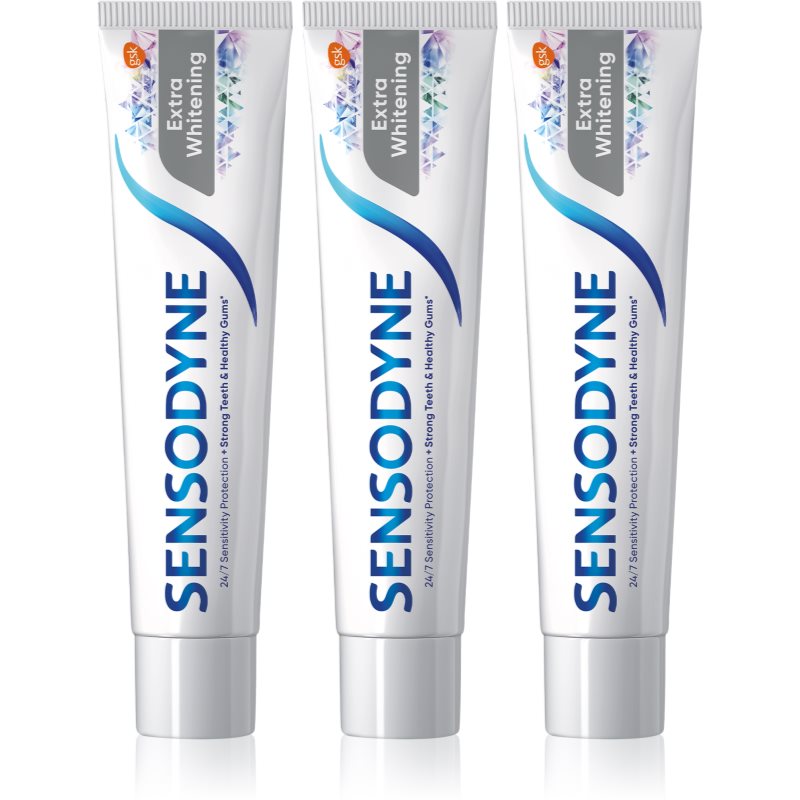 Sensodyne Extra Whitening balinamoji dantų pasta su fluoridu jautriems dantims 3x75 ml