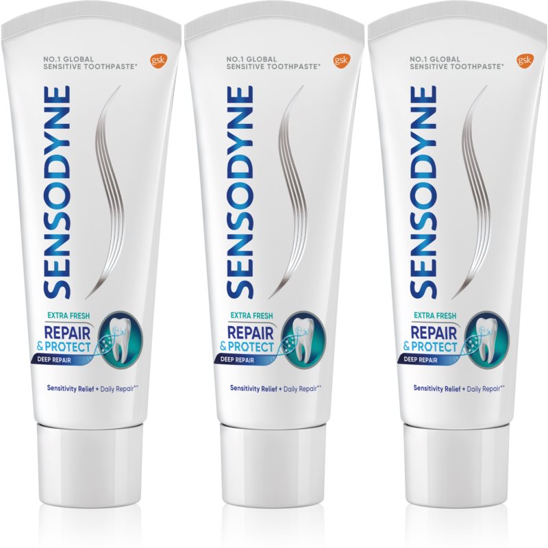 Sensodyne Repair & Protect Extra Fresh dantų pasta dantų ir dantenų apsaugai 3 x 75 ml