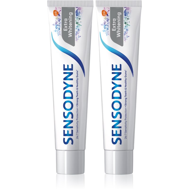 Sensodyne Extra Whitening відбілююча зубна паста з фтором для чутливих зубів 2x75 мл
